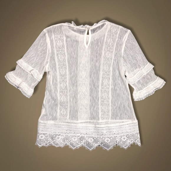 Anthropologie-Mattie Lace Embroidered Ruffled Top - Picture 4 of 15